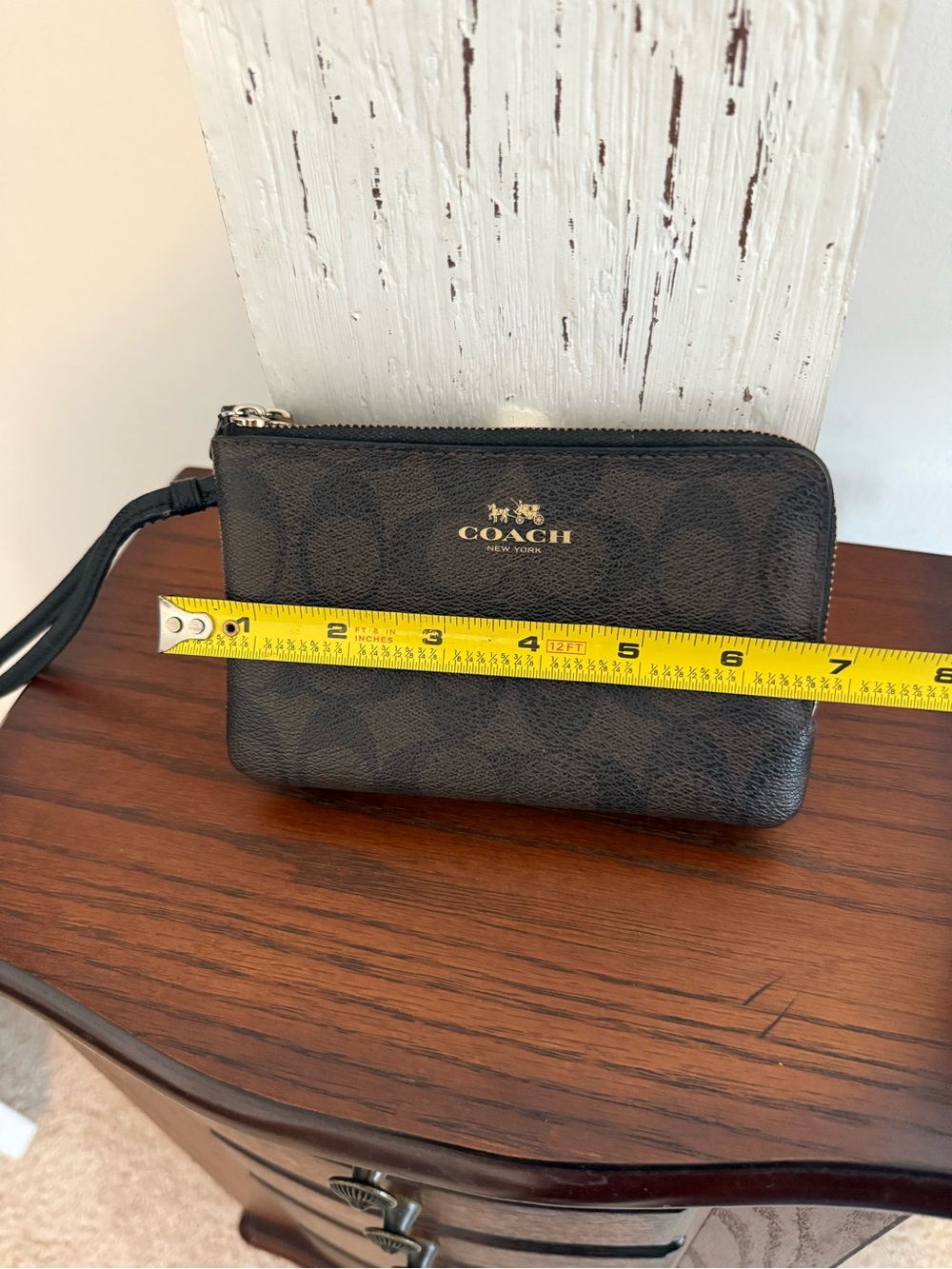 Coach Brown Signature Zip Wristlet with Gold Logo - Picture 9 of 11